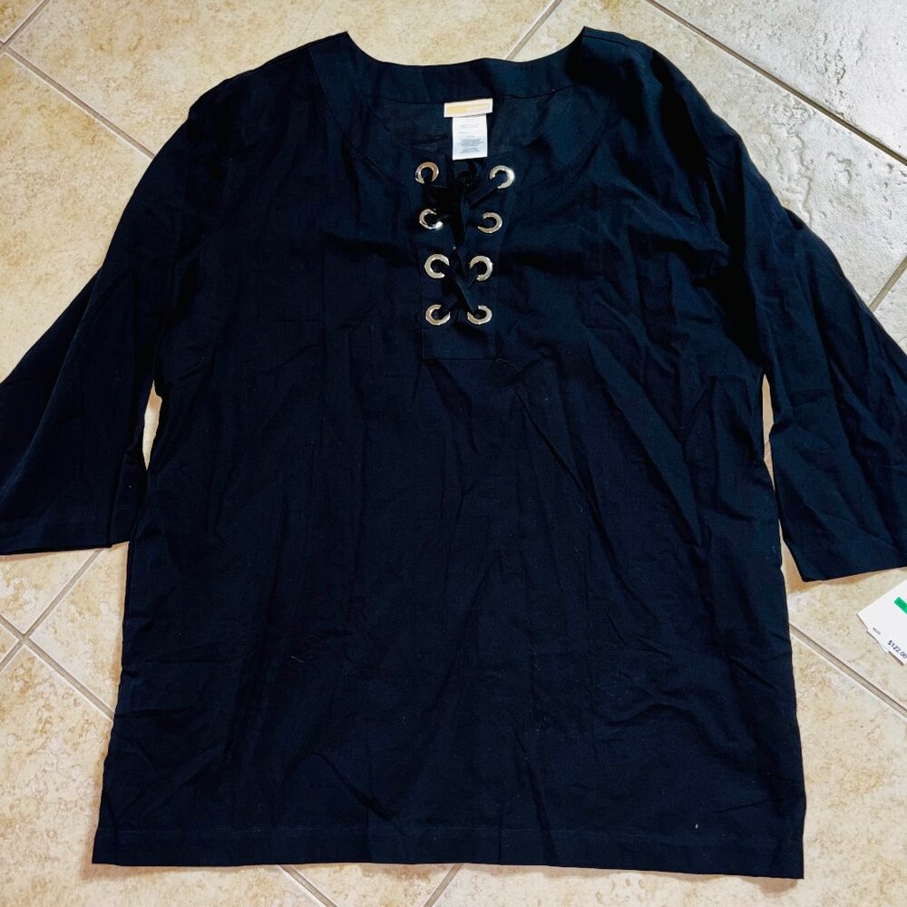 NWT Michael Kors Black Eyelet-Tie Beachwear Cover-Up. Size - L.  item#124901201